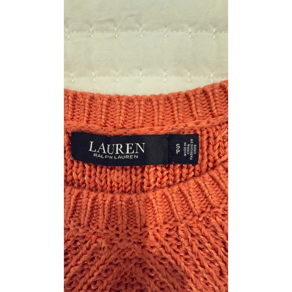Lauren Ralph Lauren Burnt Orange Pointelle‎ Chevron Knit Sweater SP - Picture 2 of 9